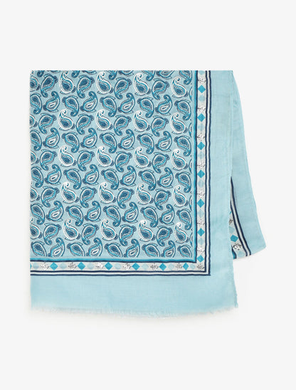 Foulard imprimé cachemire irisé - Bleu - 2