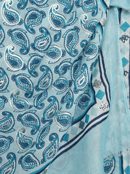 Foulard imprimé cachemire irisé - Bleu - 3
