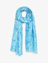 Foulard imprimé feuilles irisées - Bleu - 1