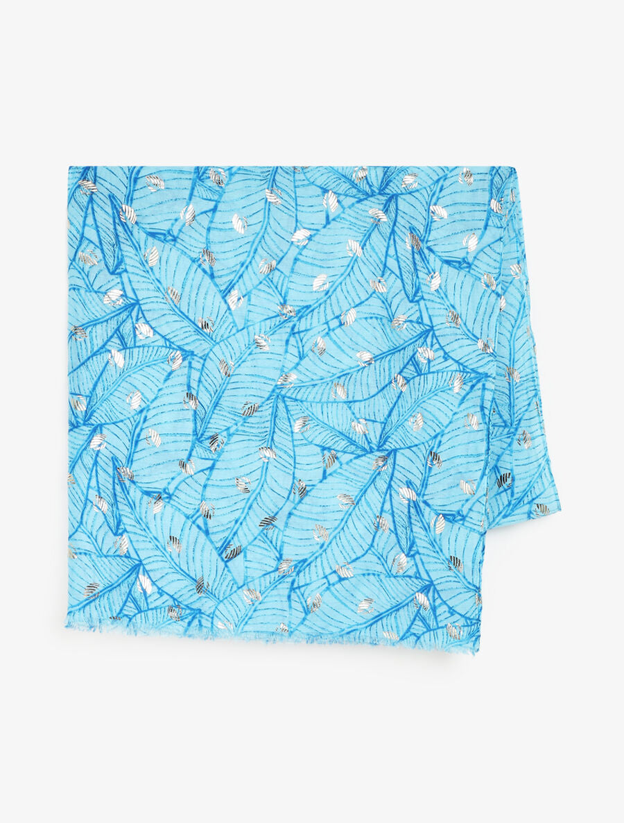 Foulard imprimé feuilles irisées - Bleu - 2