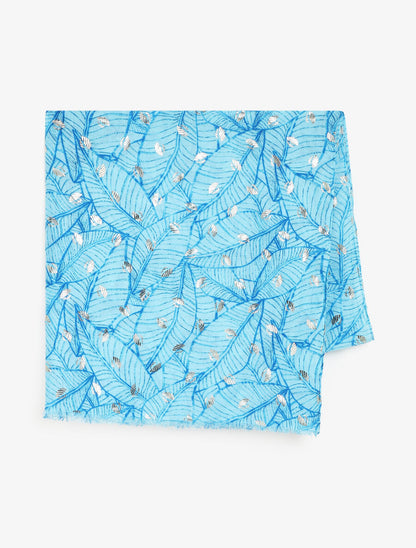 Foulard imprimé feuilles irisées - Bleu - 2