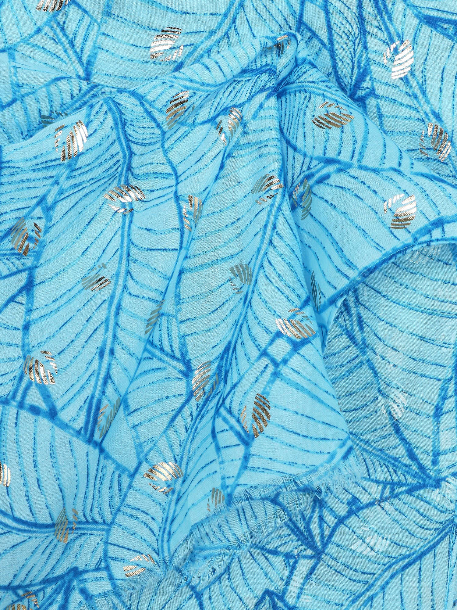 Foulard imprimé feuilles irisées - Bleu - 3