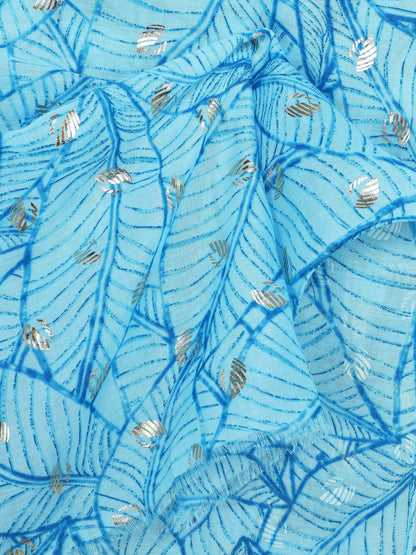Foulard imprimé feuilles irisées - Bleu - 3