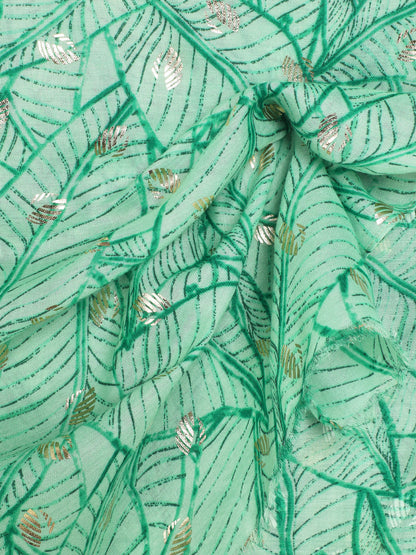 Foulard imprimé feuilles irisées - Vert - 3