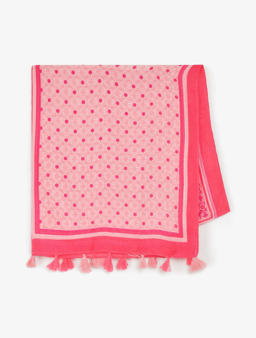 Foulard à pompons imprimé graphique - Fuschia - 2