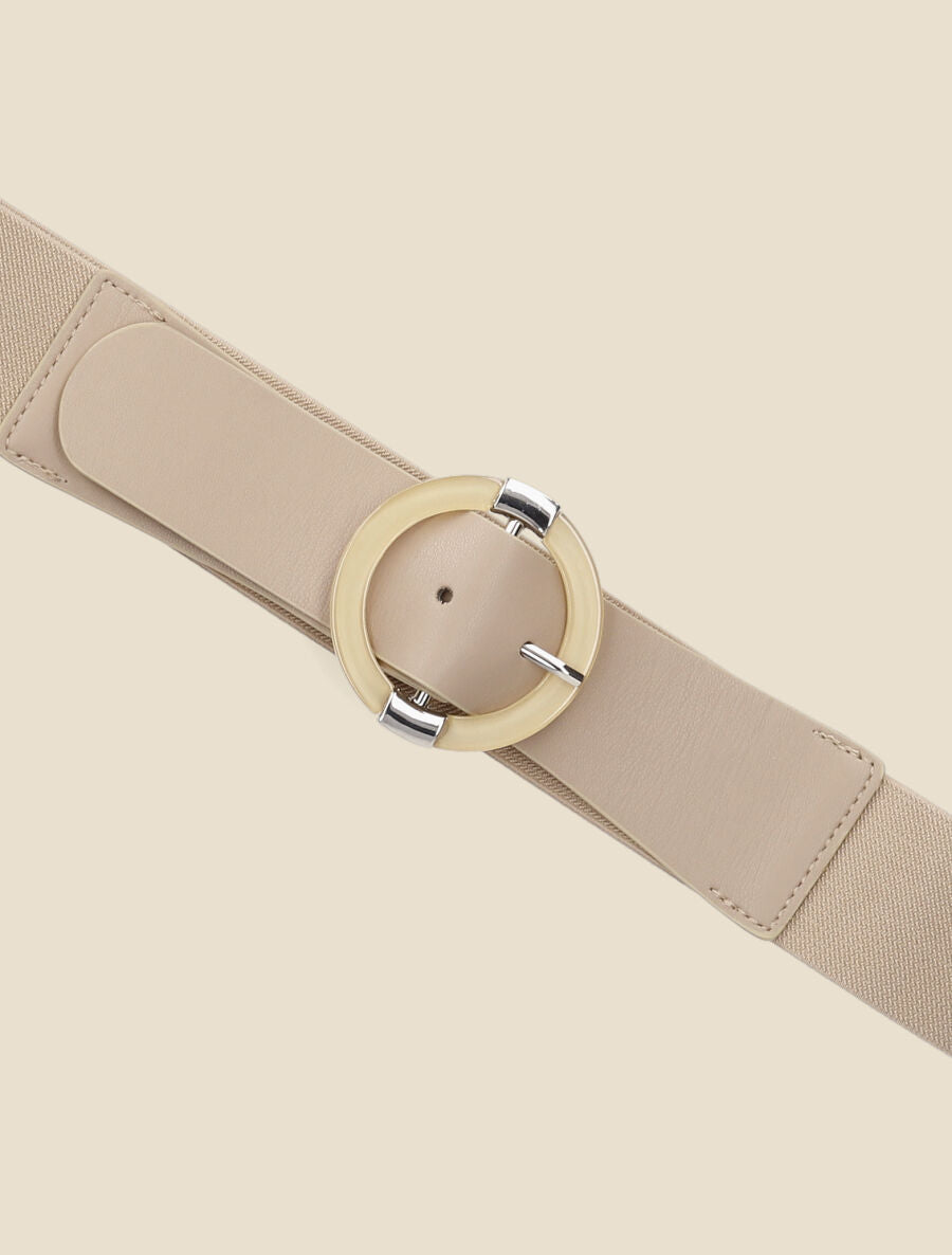 Ceinture élastiquée à boucle ronde - Beige - 2