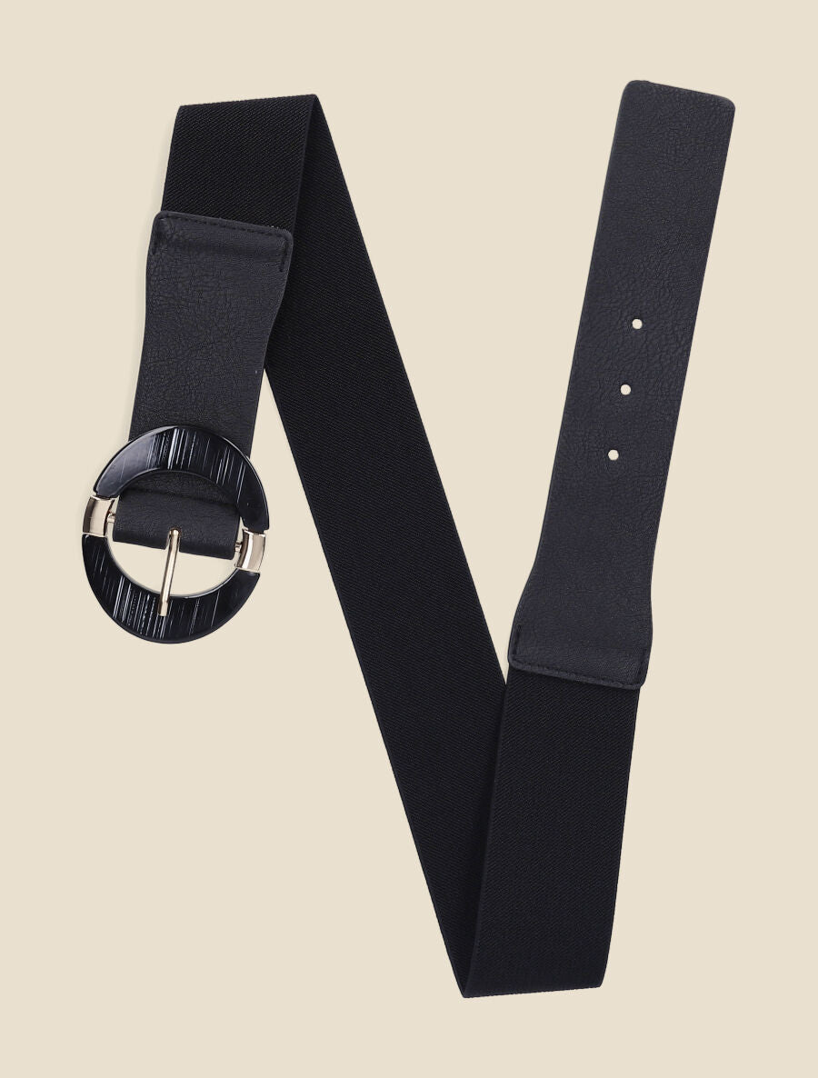 Ceinture élastiquée à boucle ardillon - Noir - 1