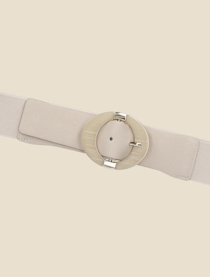 Ceinture élastiquée à boucle ardillon - Beige - 2