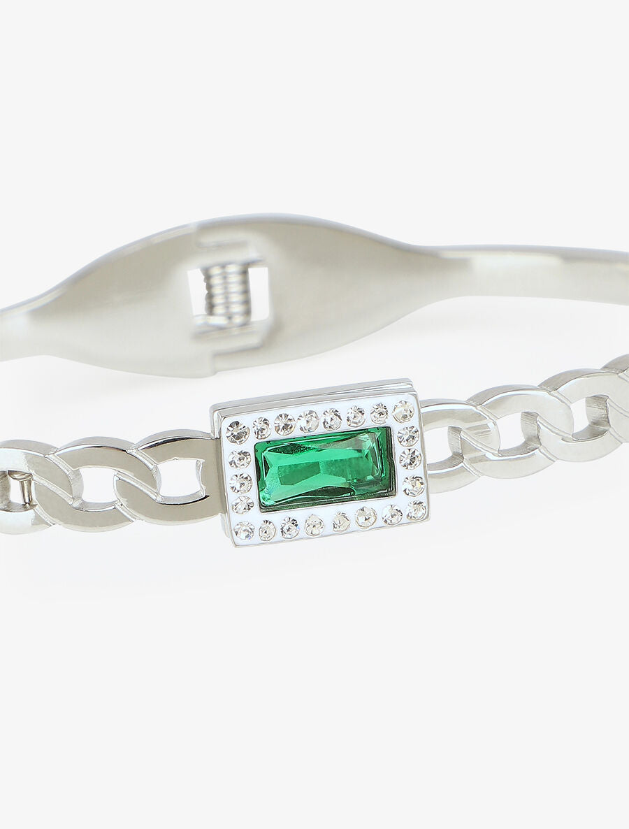 Jonc style chaîne à pierre et strass - Argent - 3