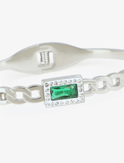 Jonc style chaîne à pierre et strass - Argent - 3