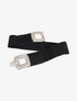 Ceinture élastiquée à boucle carrée à strass - Noir/argenté - 1