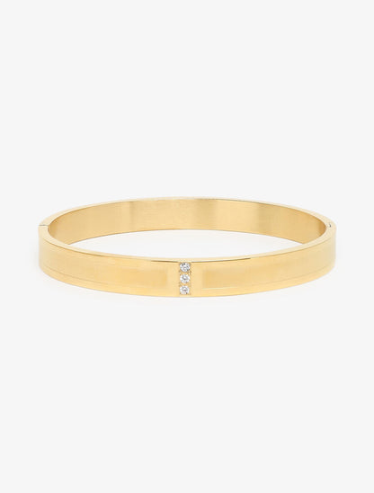 Jonc orné de trois zircons - Or - 2