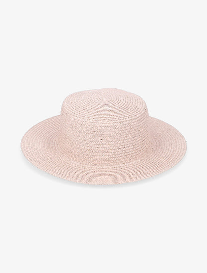 Canotier en paille à sequins dorés - Rose - 2