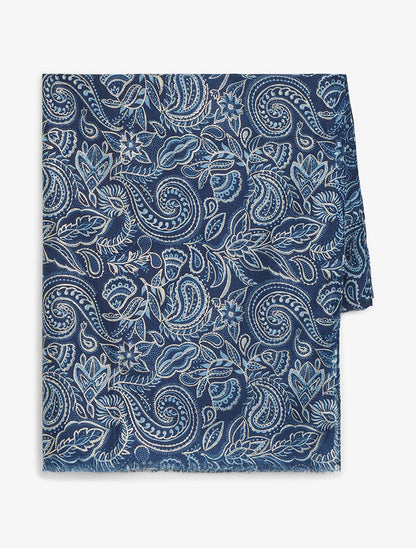 Foulard imprimé cachemire irisé - Bleu - 2