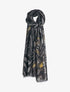 Foulard à imprimé zèbre stylisé et lamé - Gris foncé - 1