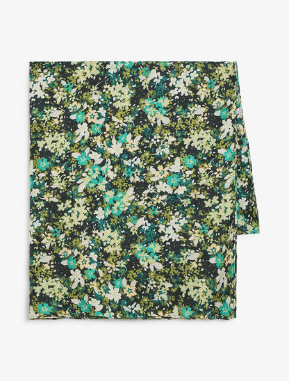 Foulard à imprimé fleuri et paillettes - Vert - 2