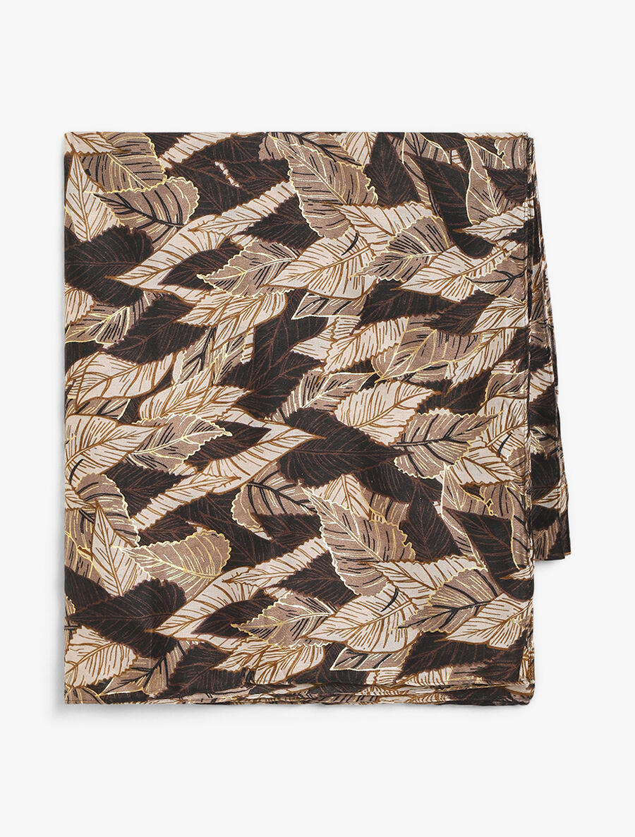 Foulard à imprimé feuilles automnales irisées - Noir - 2