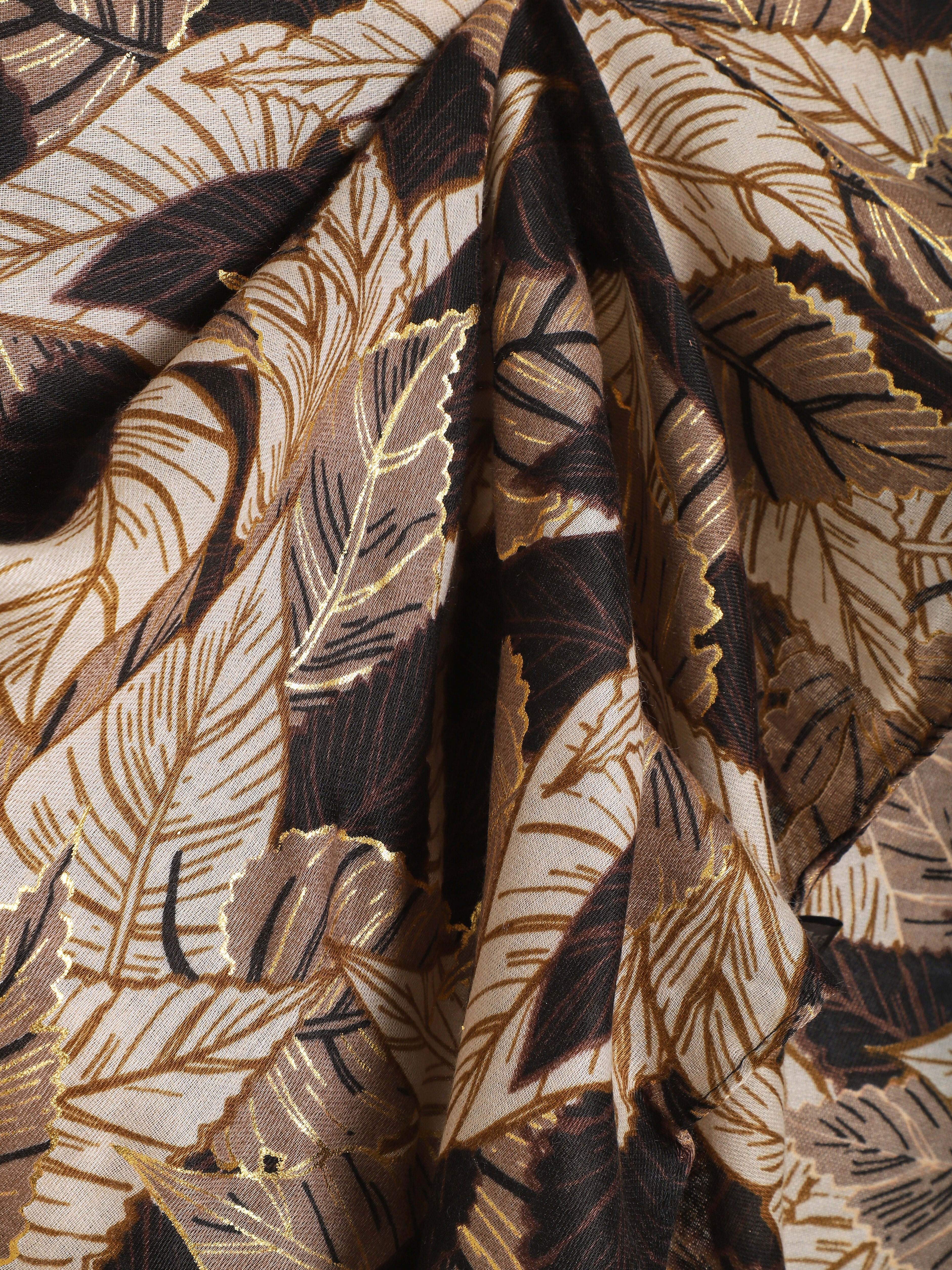Foulard à imprimé feuilles automnales irisées - Noir - 3
