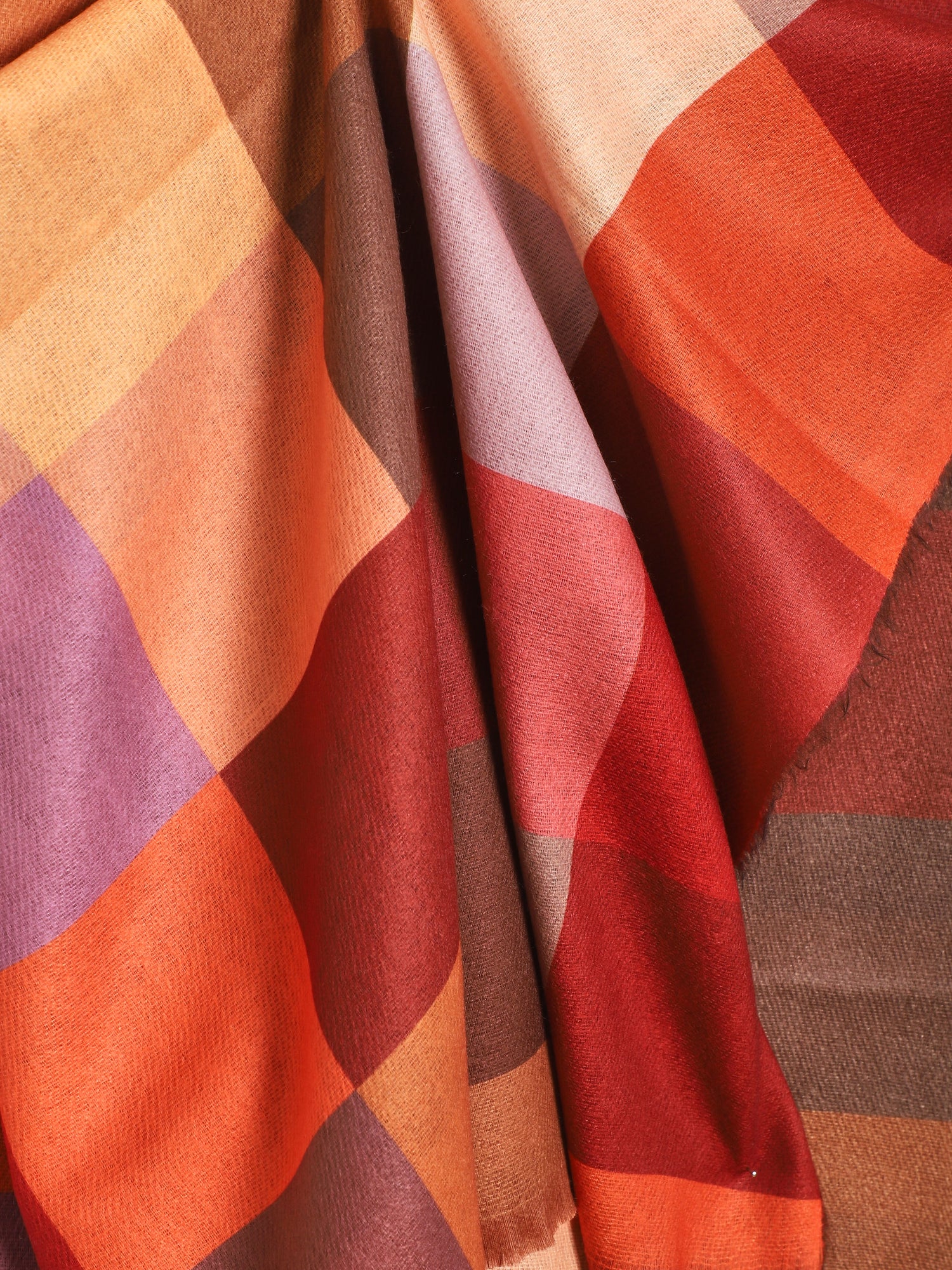 Foulard à imprimé grandes carreaux - Camel - 3