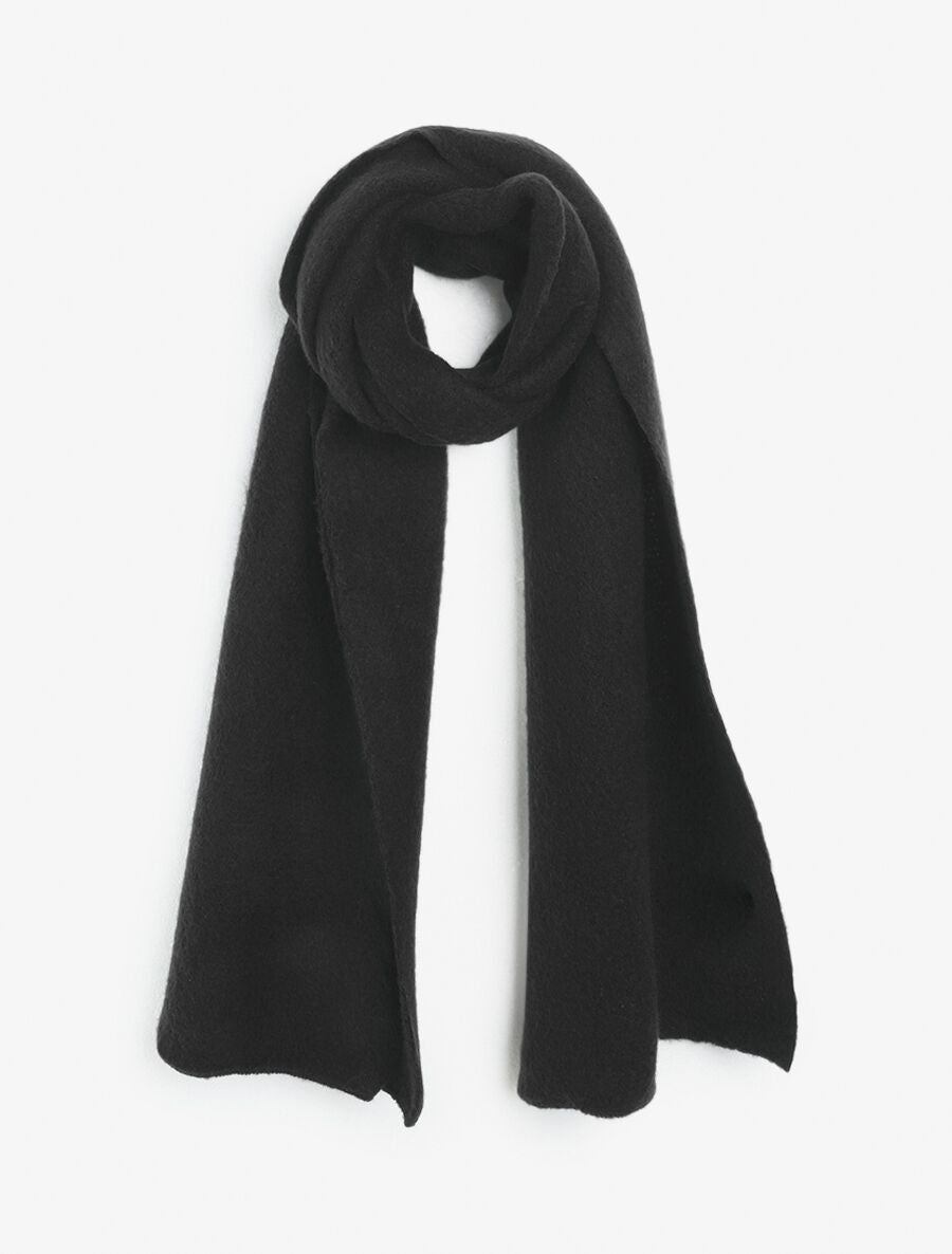 Echarpe unie en laine mélangée - Noir - 1