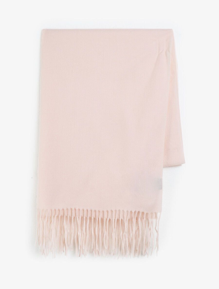 Echarpe unie à franges - Rose pâle - 2