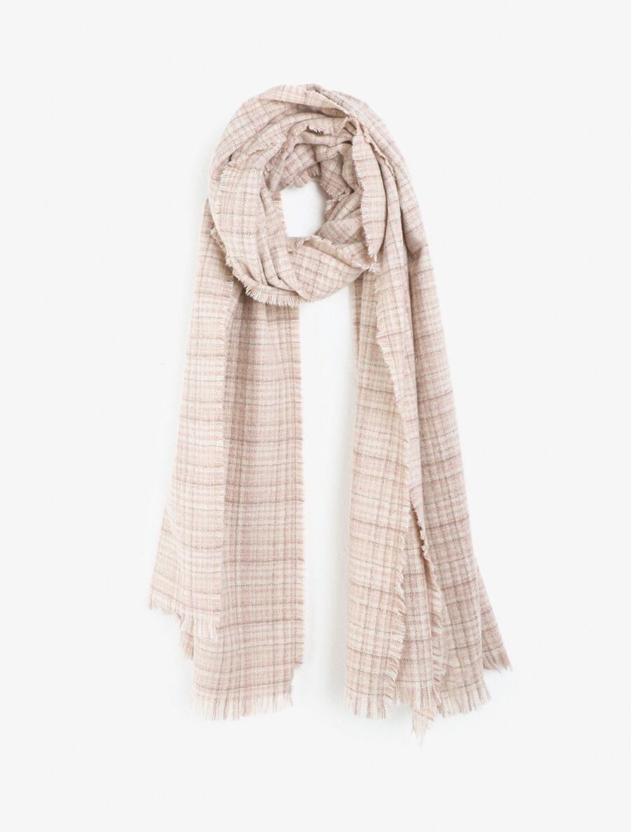 Echarpe imprimé tartan - Rose - 1