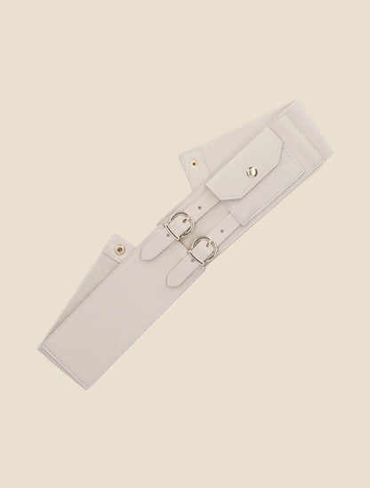 Ceinture en simili à pochette - Beige - 2