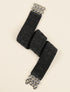 Ceinture plissée à boucle rectangulaire style maillon - Noir/argentée - 2