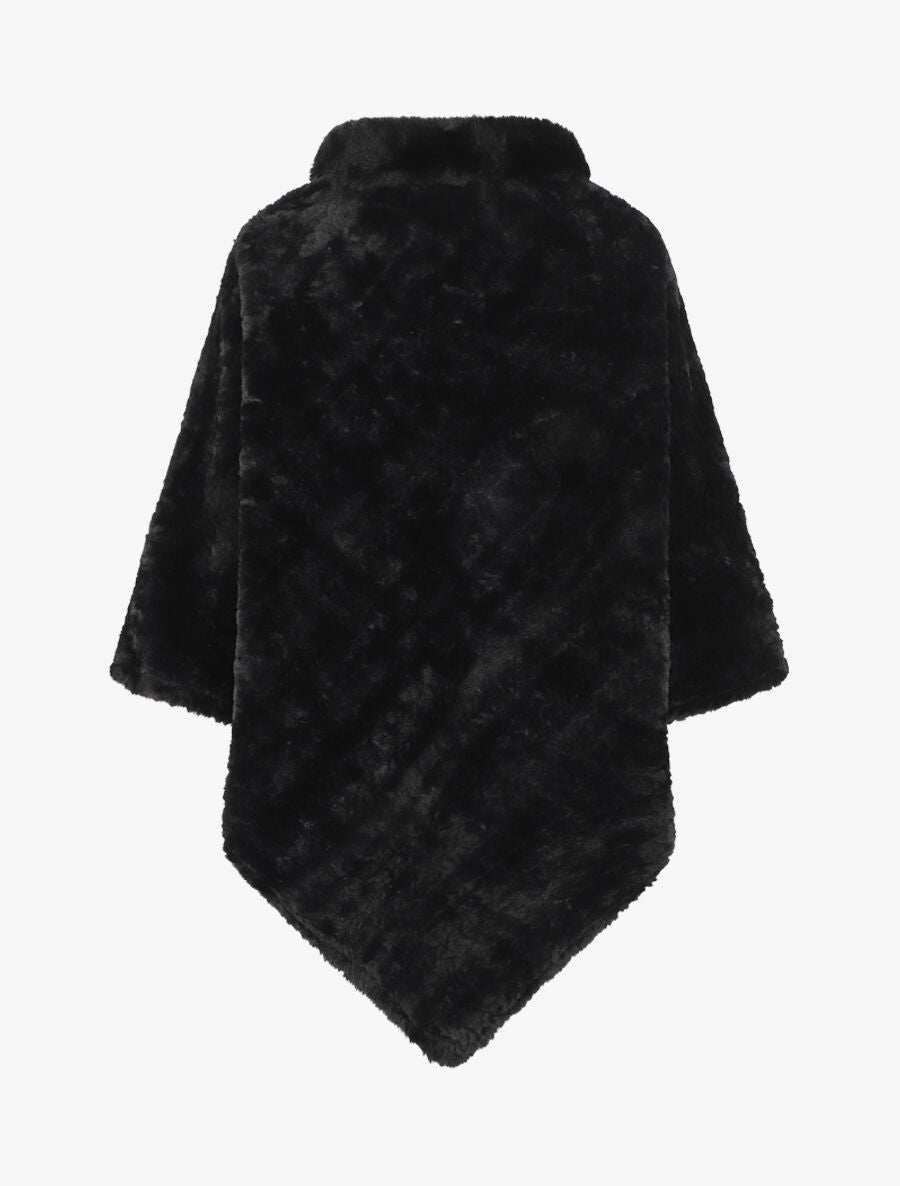 Poncho uni à motif zigzag - Noir - 2