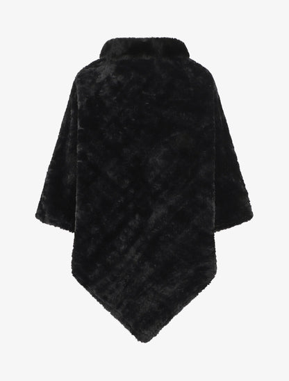 Poncho uni à motif zigzag - Noir - 2