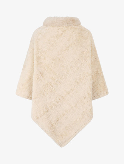 Poncho uni à motif zigzag - Beige - 2