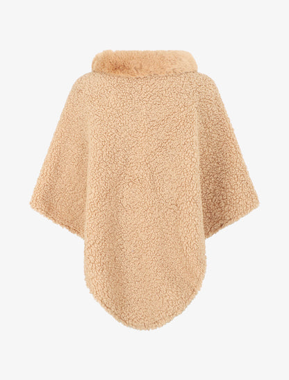 Poncho uni à texture effet mouton - Taupe - 2