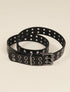 Ceinture en simili à oeillets et double ardillon - Noir/argentée - 1