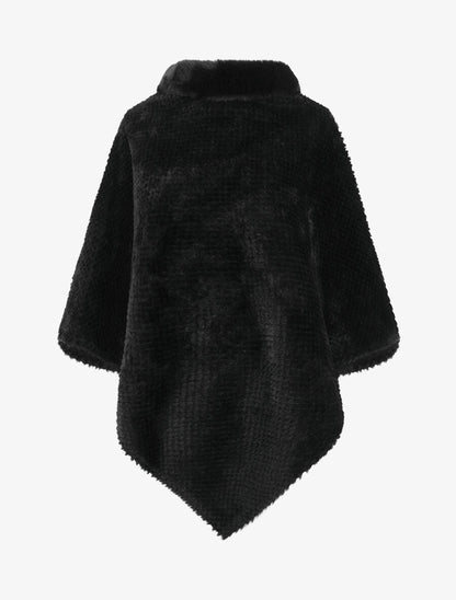 Poncho uni à motif quadrillé - Noir - 1