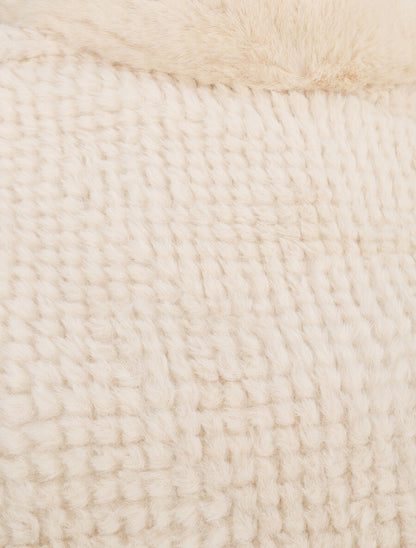 Poncho uni à motif quadrillé - Beige - 3