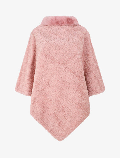 Poncho uni effet angora - Vieux rose - 4