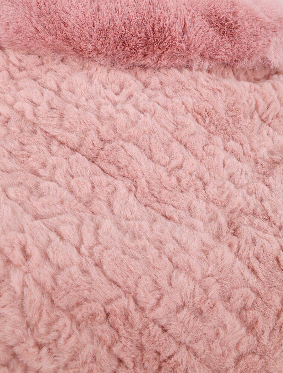 Poncho uni effet angora - Vieux rose - 3