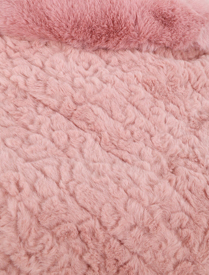 Poncho uni effet angora - Vieux rose - 3