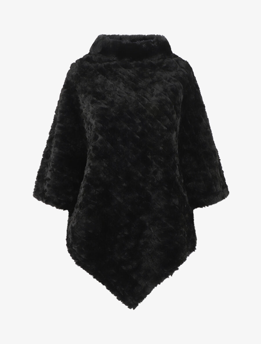 Poncho uni effet angora - Noir - 4