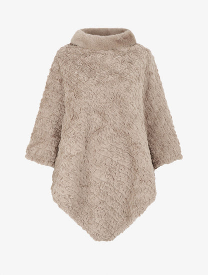 Poncho uni effet angora - Taupe - 1