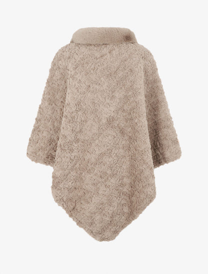 Poncho uni effet angora - Taupe - 2