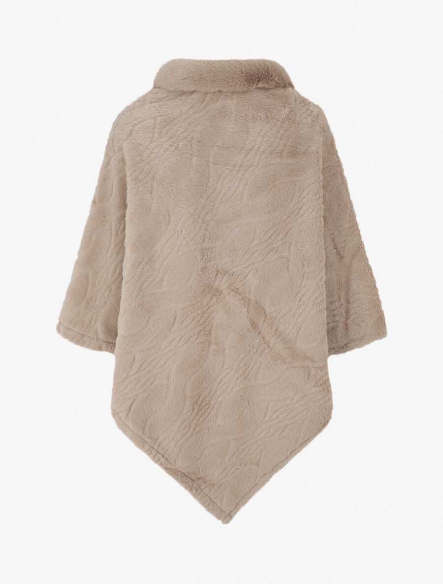 Poncho uni à motif gaphique - Taupe - 2