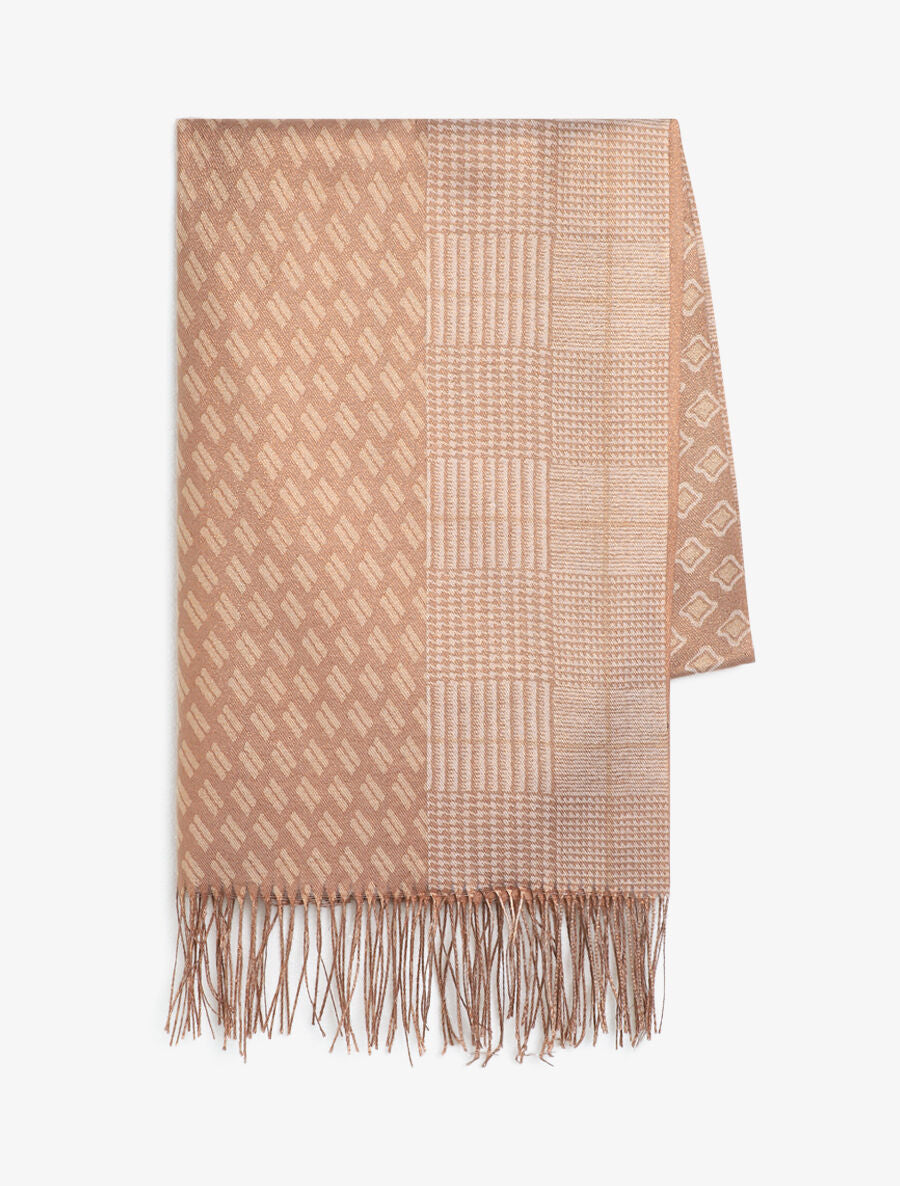Echarpe irisée motif patchwork - Taupe - 2