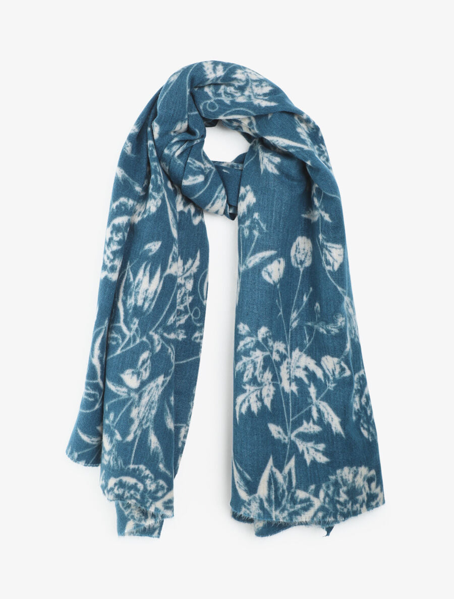 Echarpe à motif floral - Bleu - 4