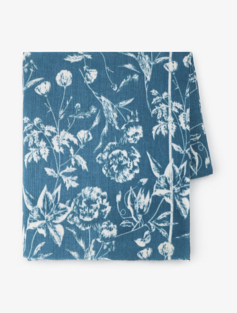 Echarpe à motif floral - Bleu - 2