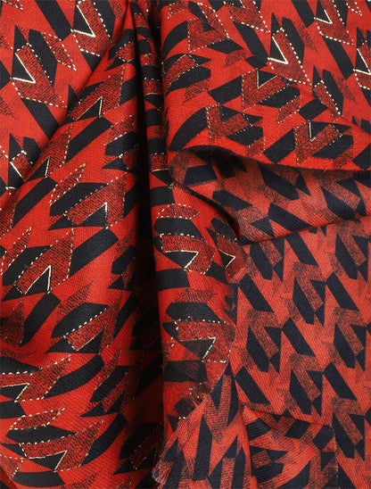 Foulard à imprimé graphique irisé - Rouge - 3