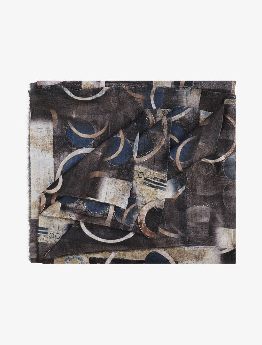 Foulard à imprimé peinture abstraite - Noir - 2