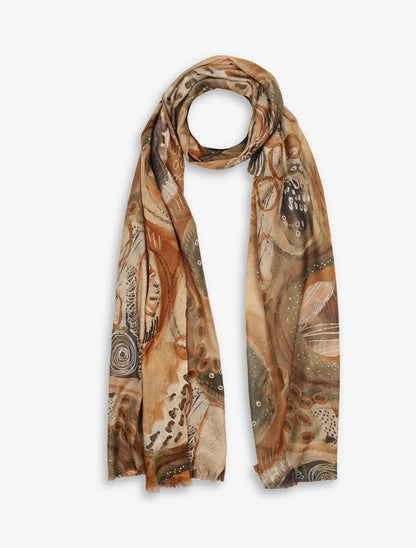Foulard à imprimé psychédélique - Taupe - 4