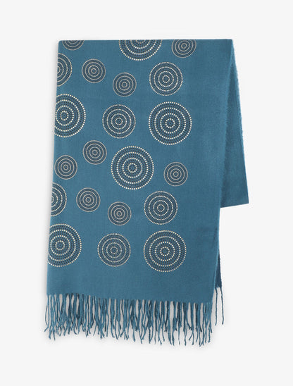 Echarpe à imprimé rosaces - Bleu canard - 2