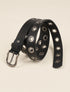 Ceinture à oeillets en simili - Noir/argentée - 2
